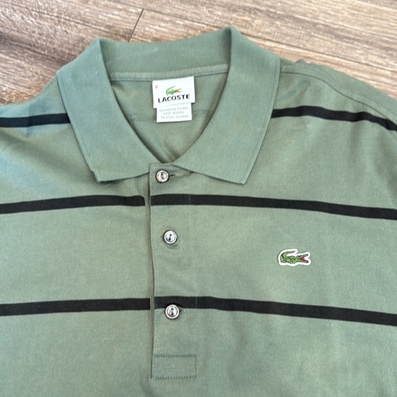 Lacoste Men's Green Striped Polo Shirt - Picture 2 of 2